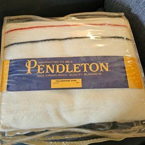 Vintage Pendleton Yellowstone Park 100% Virgin Wool Striped Blanket Made in USA